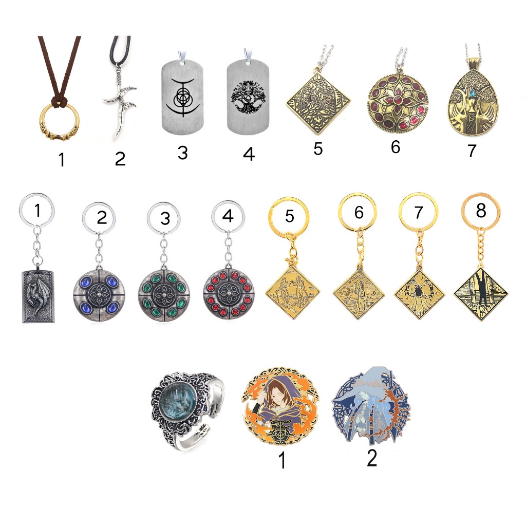 Kalung gantungan kunci pin enamel elden ring cincin melina ranni the witch dragoncrest greatshield t