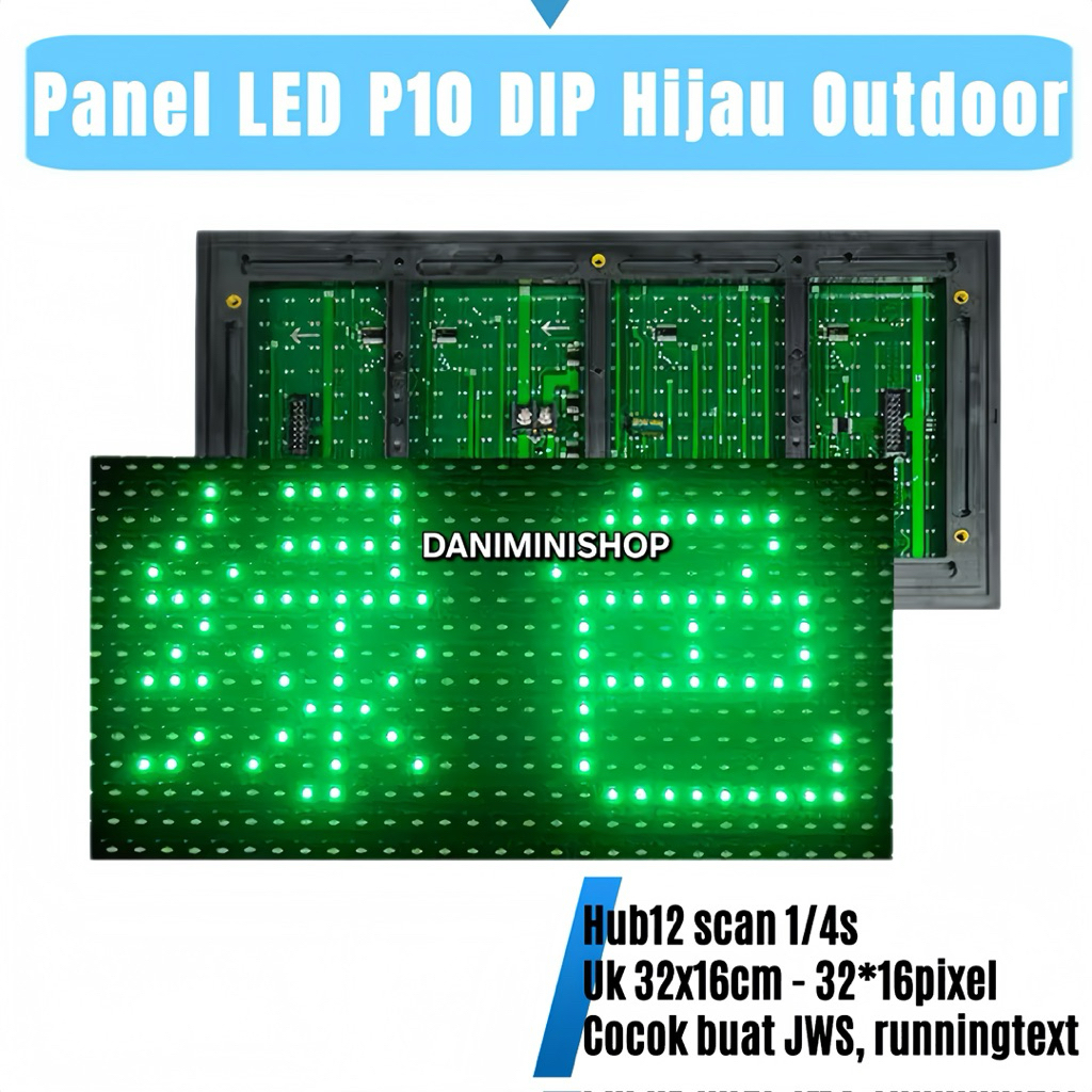 Panel Modul LED P10 DIP Hijau Outdoor