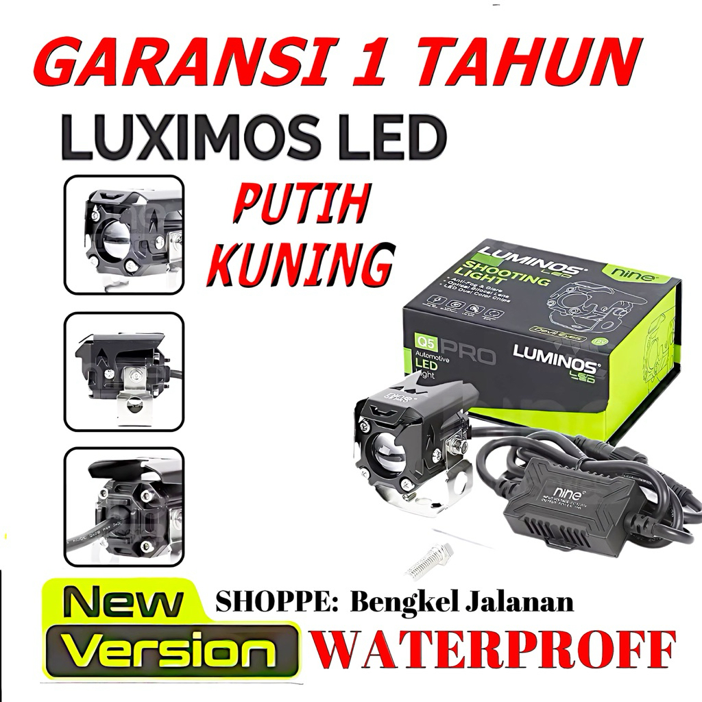 LUMINOS LAMPU LED TEMBAK SOROT LASER 1 MATA 1mata 2 WARNA LUMINOS Q PRO Kuning Putih SUPER TERANG