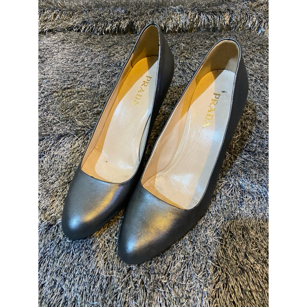 prada heels silver