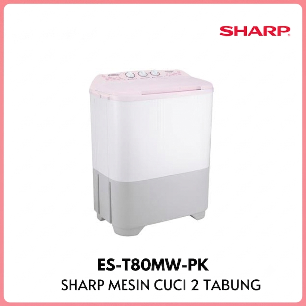 Sharp Mesin Cuci Kapasitas cuci 7kg  ES-T80MW-PK