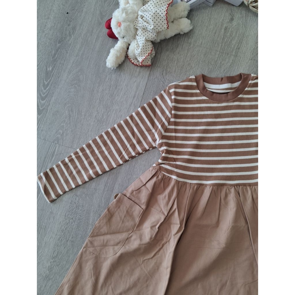 one set gamis anak garis" 2 in 1