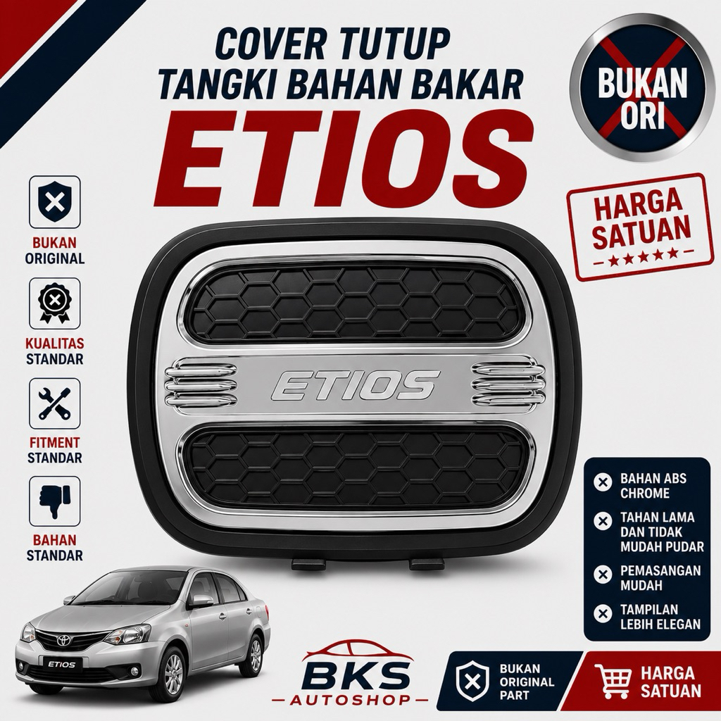 Cover tutup tangki bahan bakar Etios warna Chrome