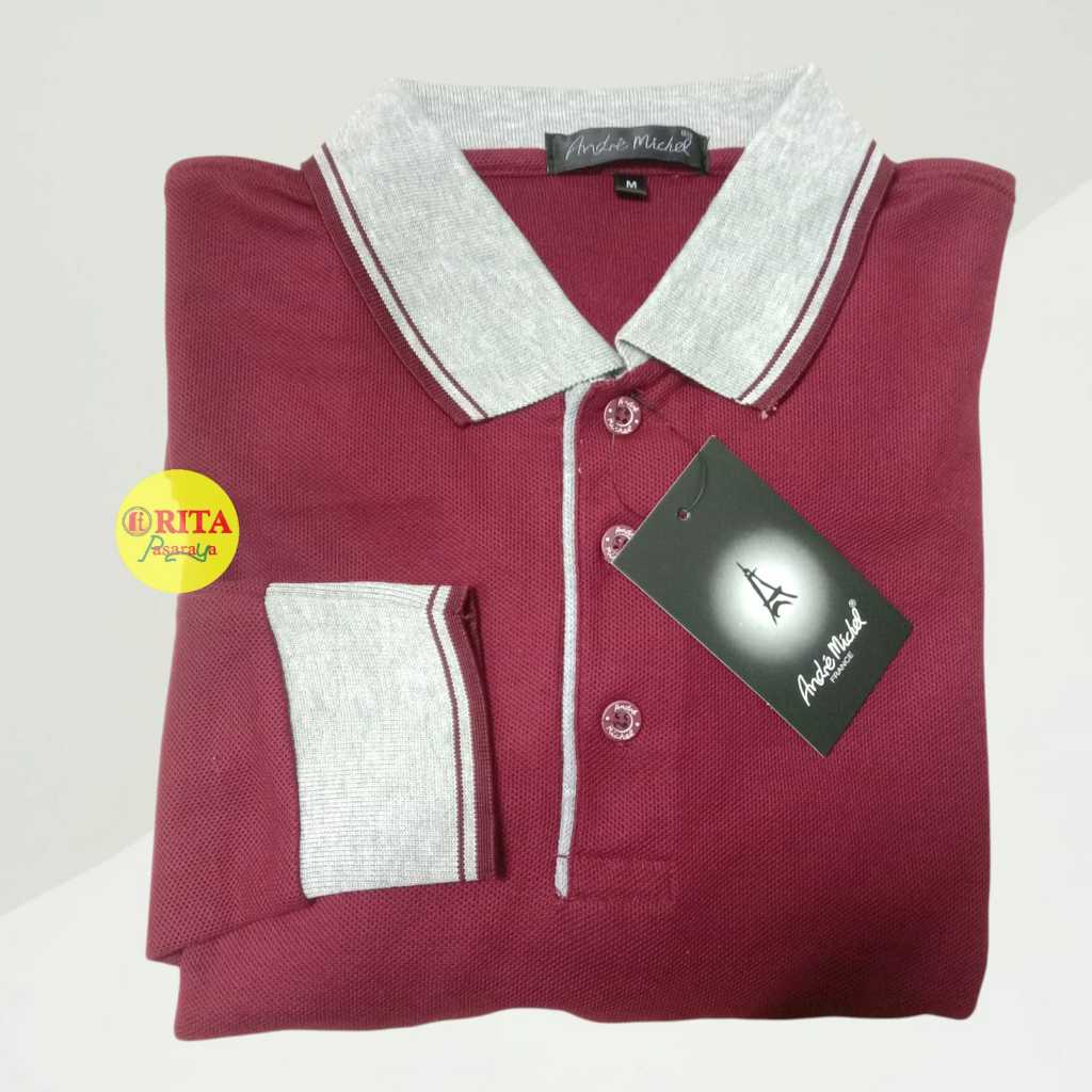 Andre Michel Kaos Kerah Polo Lengan Panjang