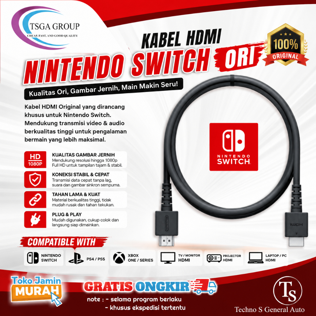 Kabel HDMI Original Nintendo Switch PS5 PS4 Xbox / Cable HDMI Original