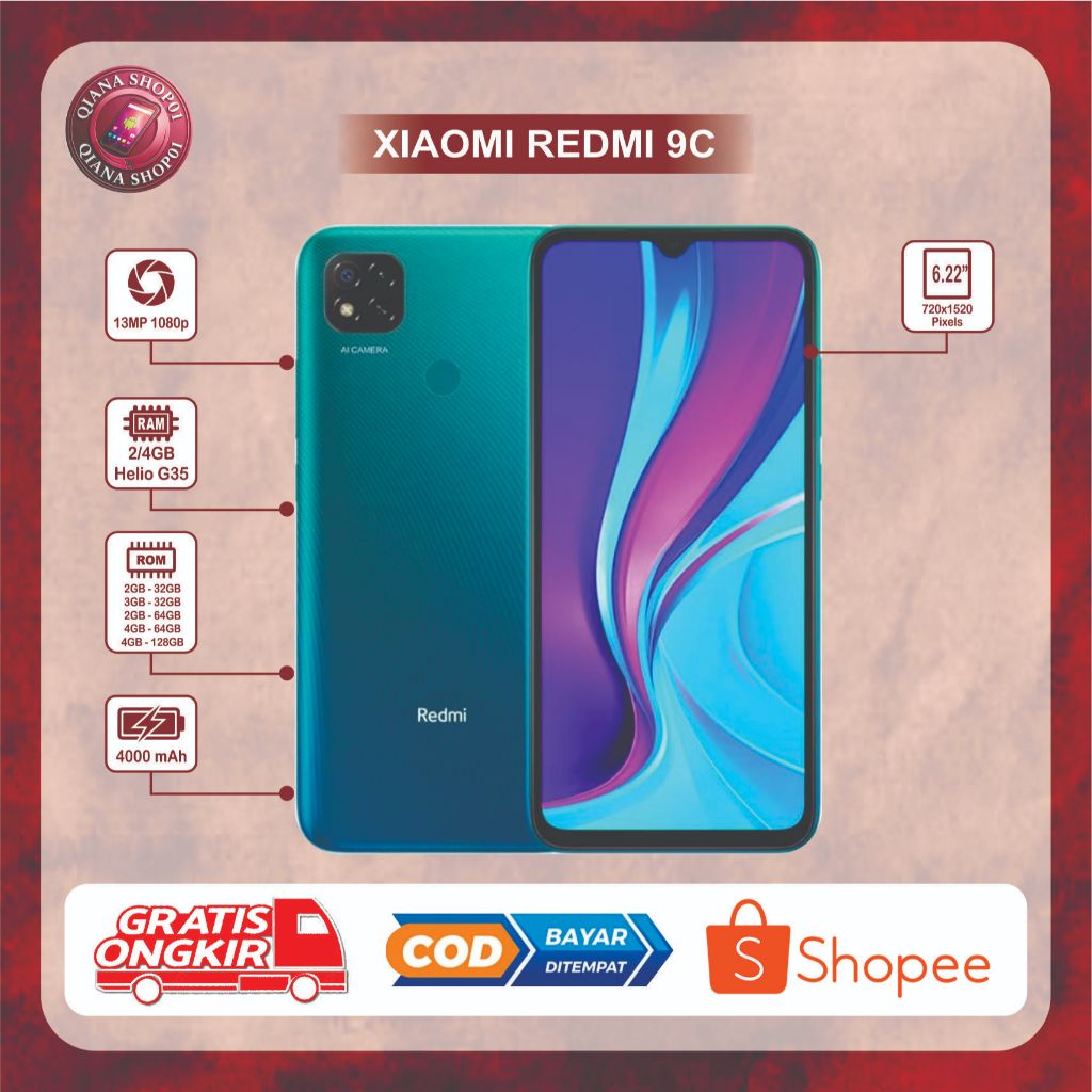 HP XIAOMI  REDMI 9C | HP Second Normal Siap pakai Ram 3/32 dan Ram 4/64 4g LTE