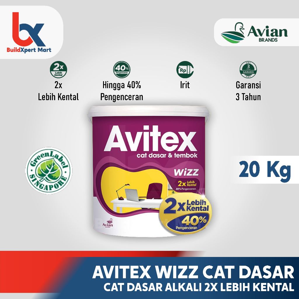 Avitex Wizz Cat Dasar Alkali 20 Kg 2x Lebih Kental 40% Pengenceran