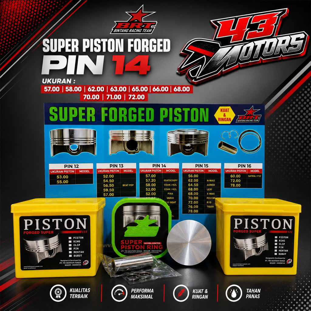BRT PISTON | SUPER FORGET PISTON BRT PIN 14 | ORIGINAL BRT