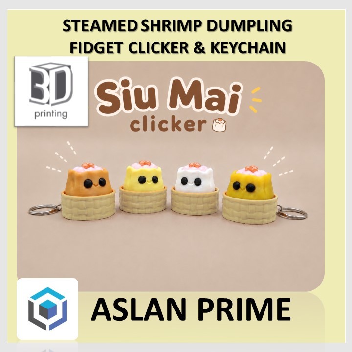 STEAMED SIU MAI SHUMAI SHAO MAI DUMPLING KEY CLICKER KEYCHAIN 3D Print Pork Shrimp Food Themed Bambo