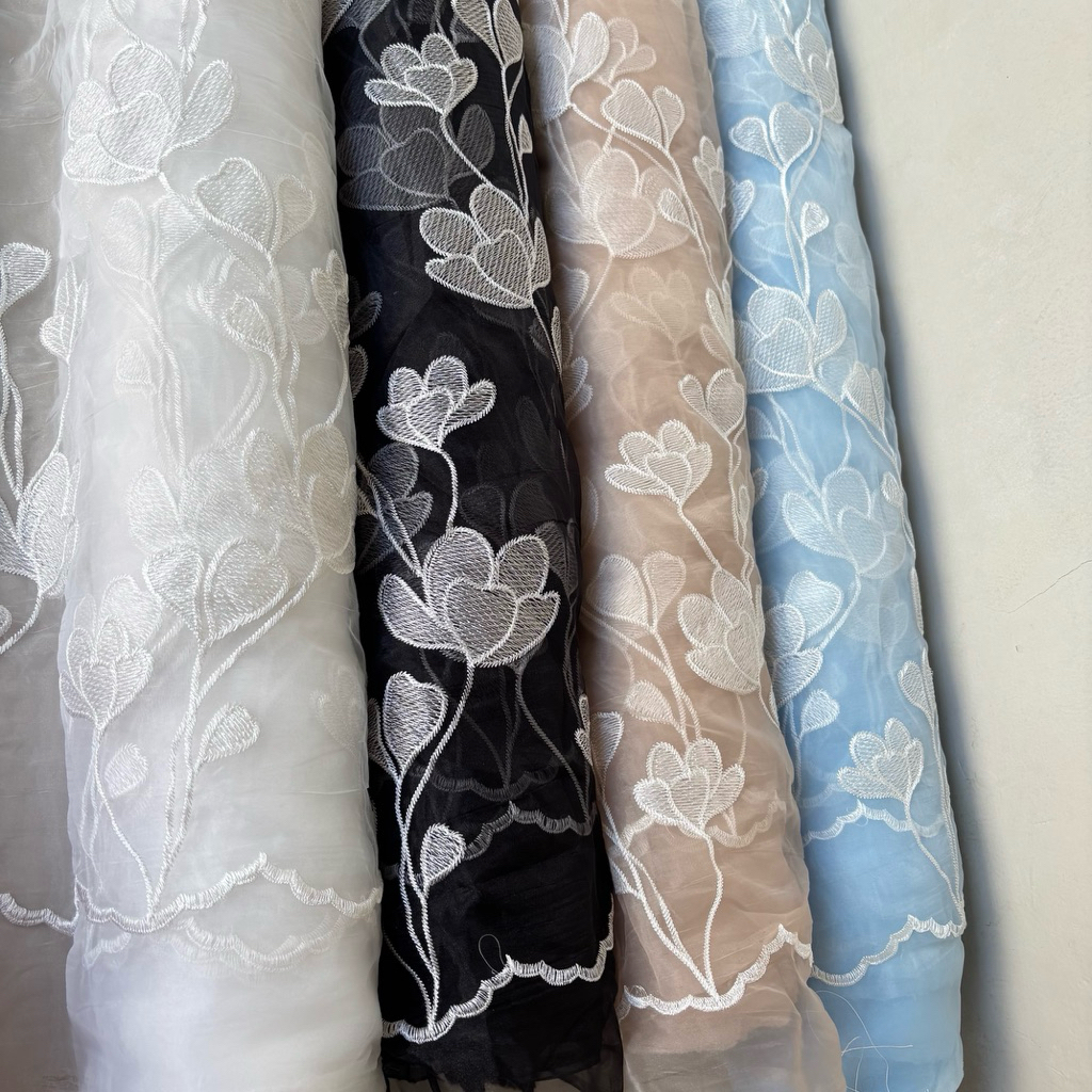 Organza Bordir Motif Bunga