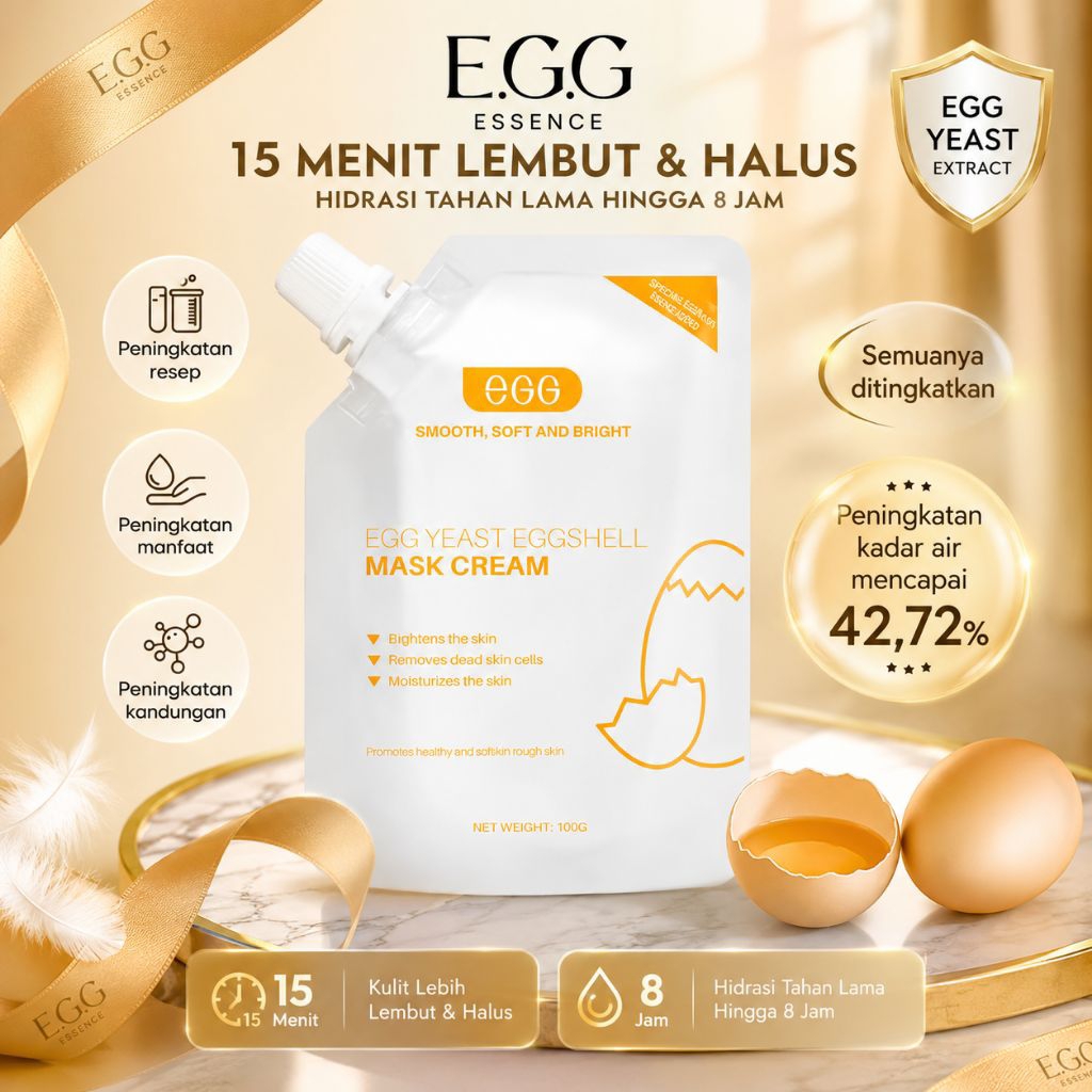 Egg Shell Yeast Mask Cream Masker Wajah Telur BPOM