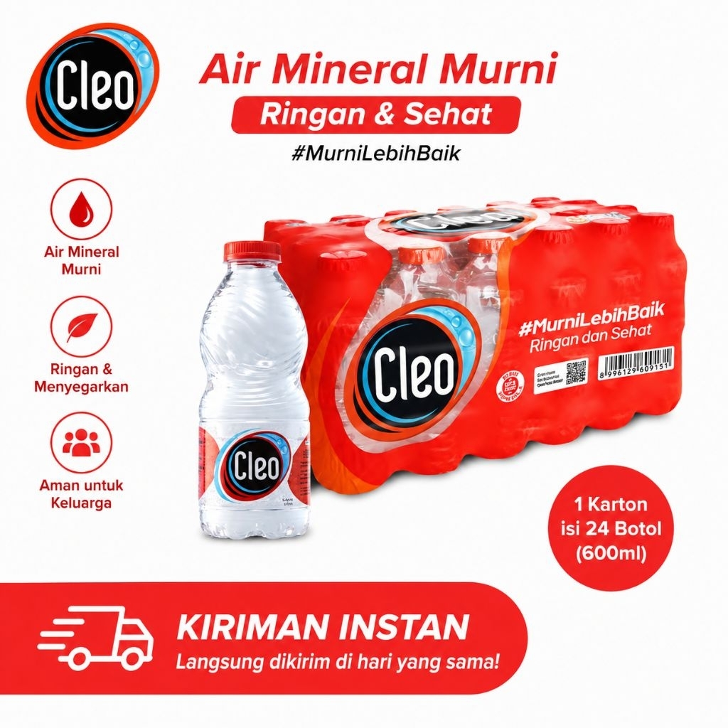 [ INSTAN ] CLEO Air Mineral 220ml - Cleo Air Murni Sehat Kemasan Mini