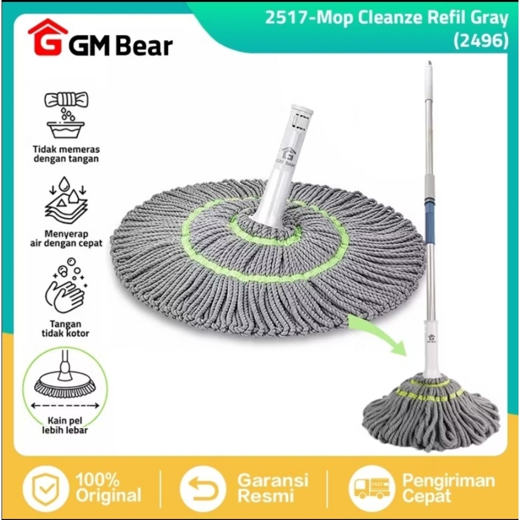DIJUAL RUGI Refill Pel (GM Bear Refill Twist Mop 2517- Refill Kain Twist Mop 2496 Kain Lantai)