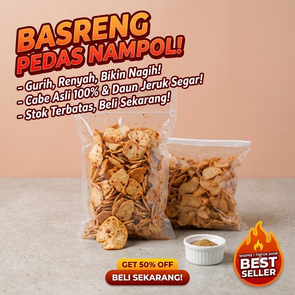 Basreng Chili Oil Daun Jeruk | Keripik Basreng Kiloan & Grosir SIMBAR KANCANA