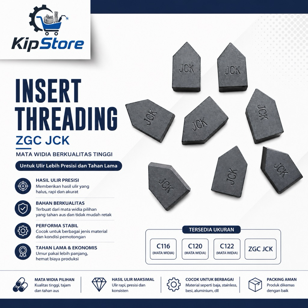 Insert Threading ZGC JCK Mata Widia Bubut Carbide c116 c120 c122