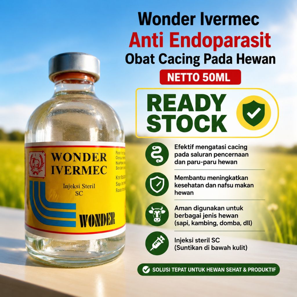 IVERMEC - WONDER | Obat Cacing, Parasit & Kutu | 50ml