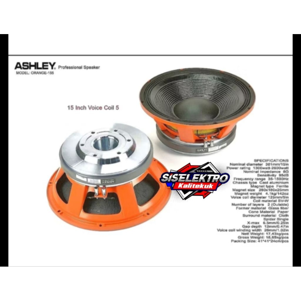 Ashley 155 orange komponen speaker 15 inch Ashley orange 155