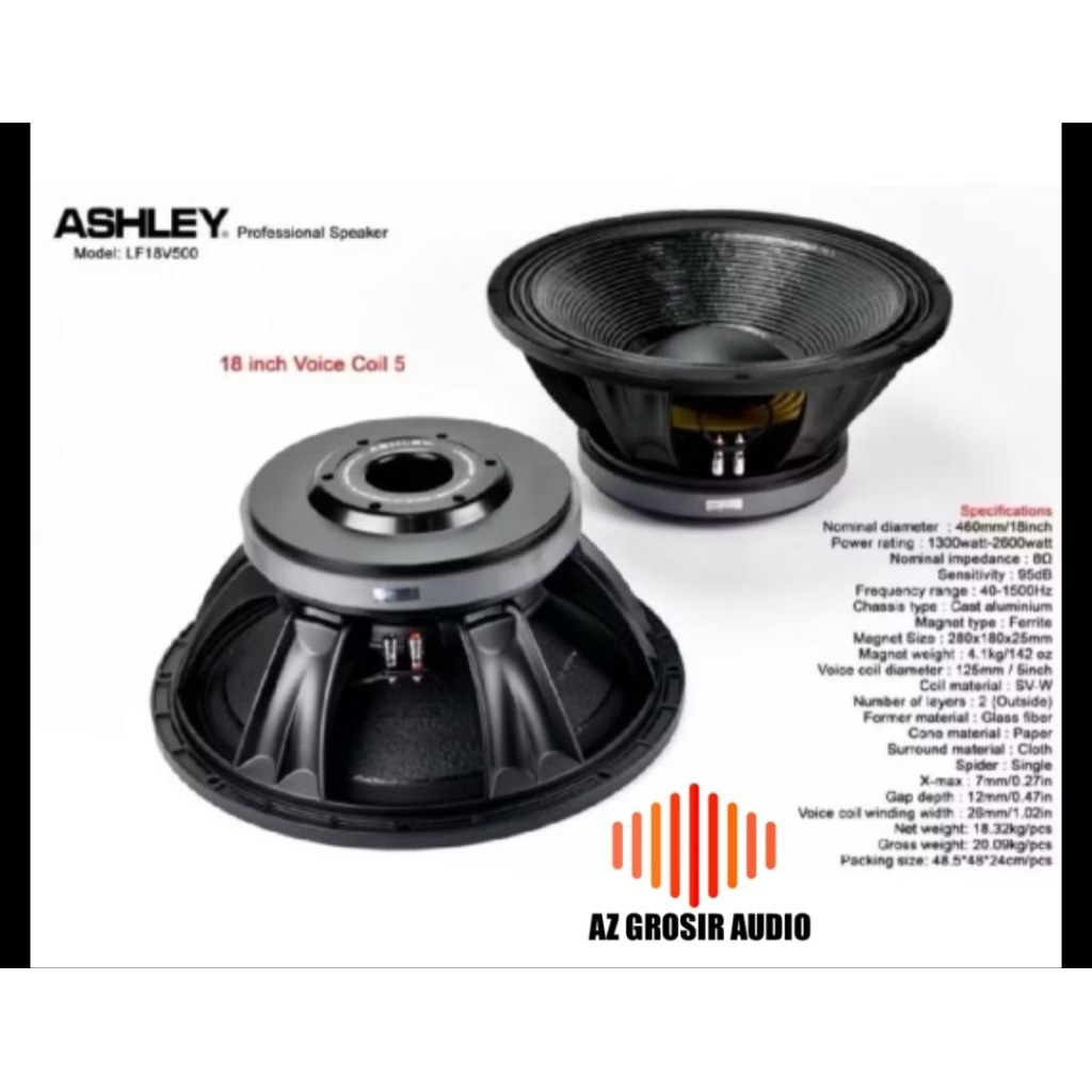 Ashley 18v500 komponen speaker 18 inch Ashley 18v500
