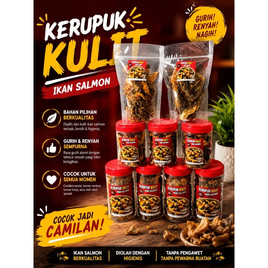 Kerupuk kulit ikan salmon