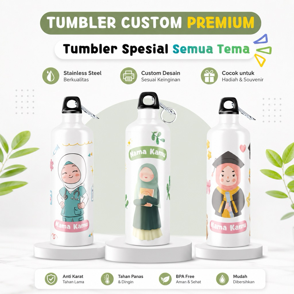 Tumbler Custom (SEHARI JADI) Souvenir Wisuda Wedding Pelepasan Naik Pangkat Ulang Tahun Sertijab Ser