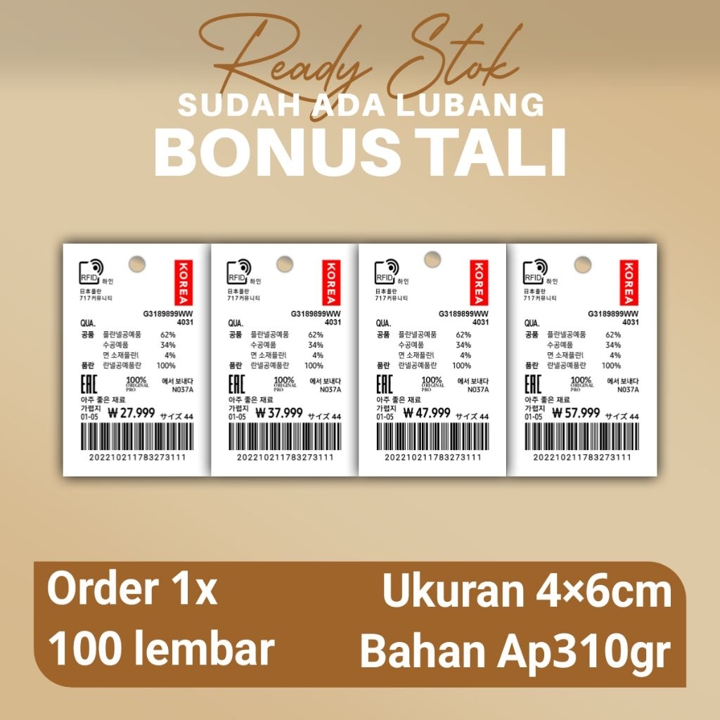 Hang Tag Label Baju Label Korea Import