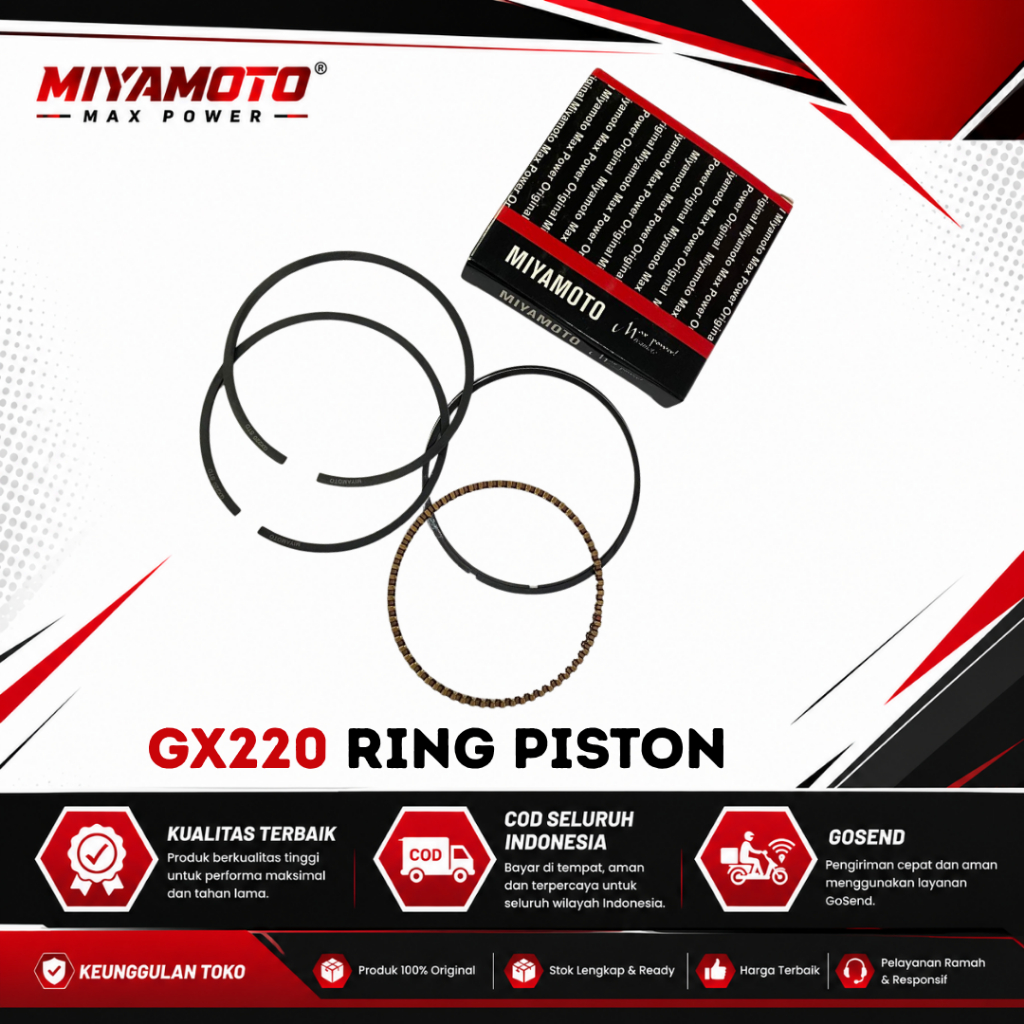 Ring Piston GX 220 / Ring Piston Saher GX220 / Ring Piston Set Ring Miyamoto Original Asli