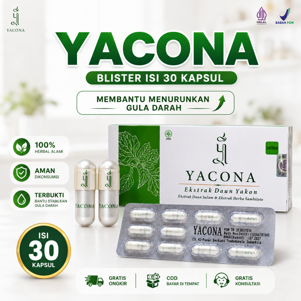 Yacona Blister Original 30 Kapsul Herbal Tradisional Diabetes BPOM Halal