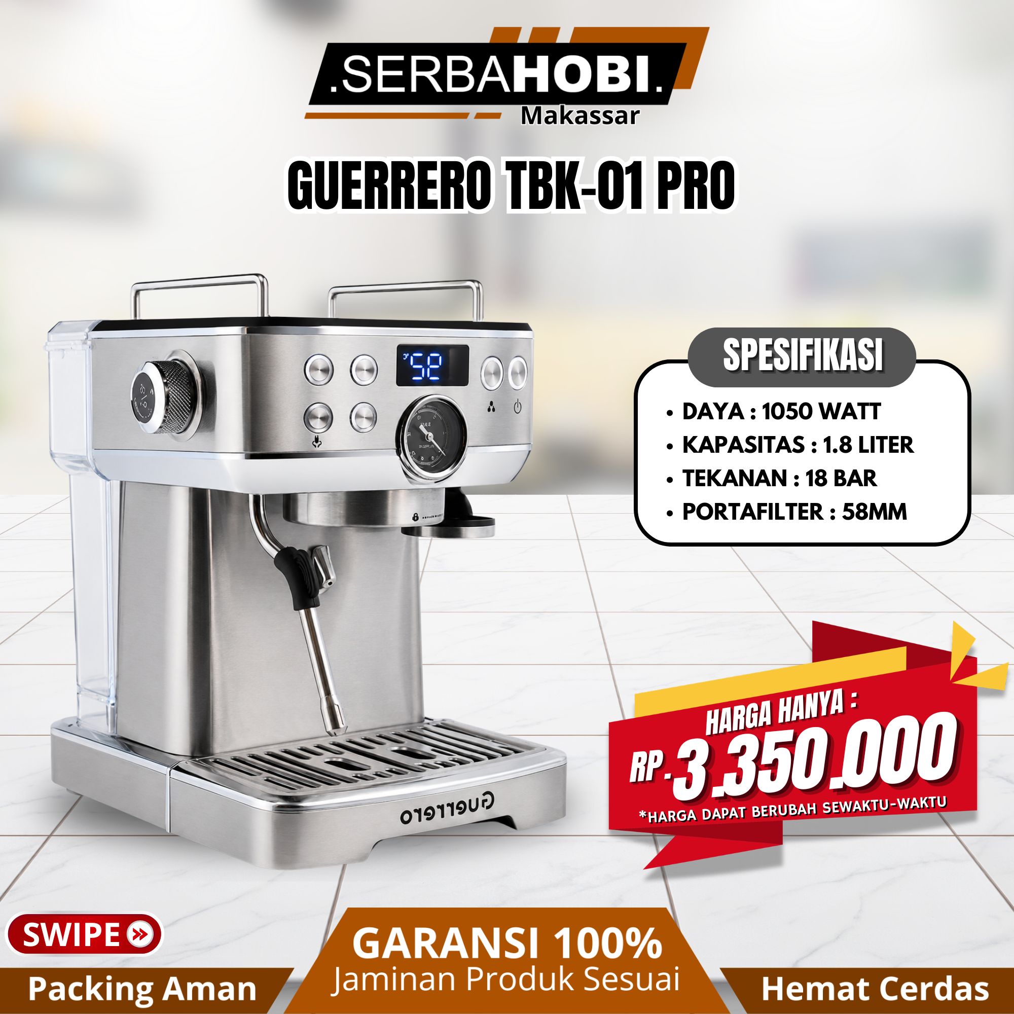 SERBA HOBI - Mesin Kopi Espresso Machine Guerrero TBK-01 PRO