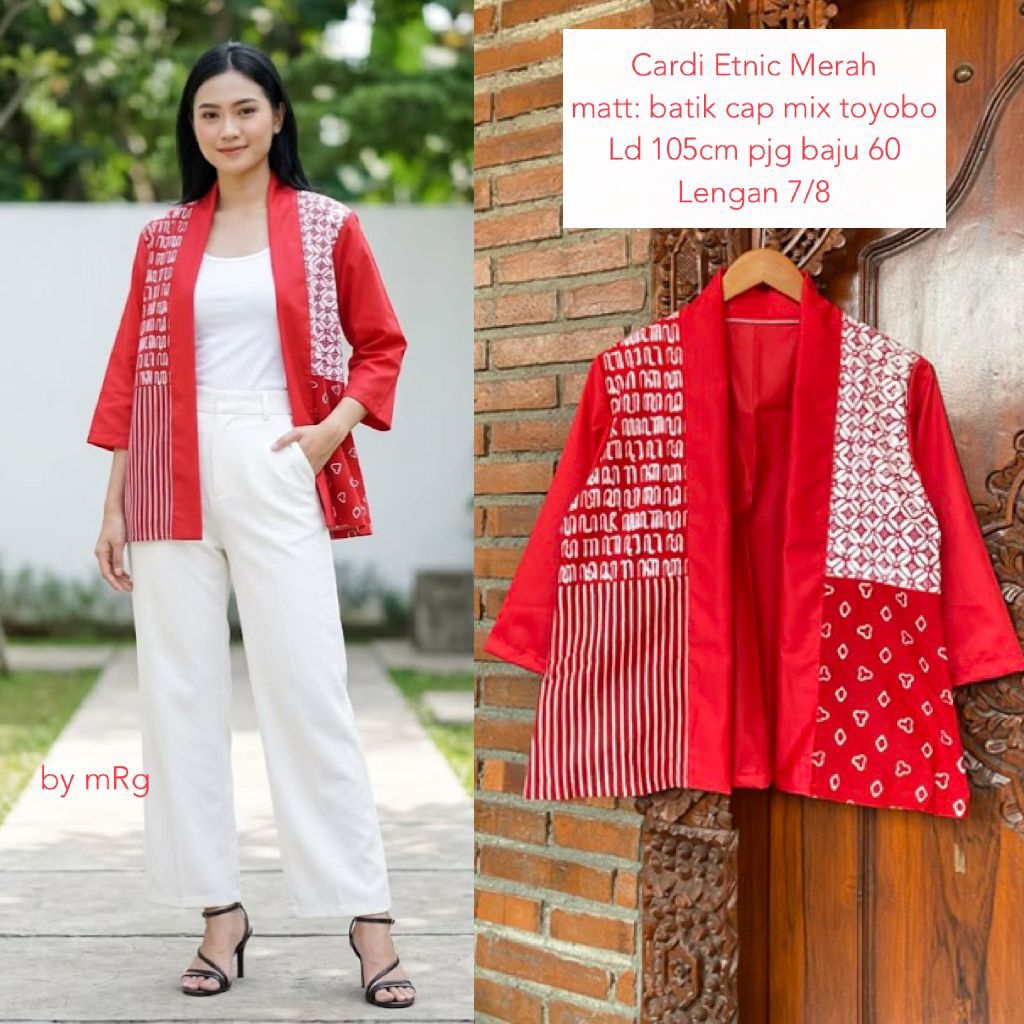 Cardigan Merah Putih / Outer Batik / Cardigan Batik / Batik Merah Putih