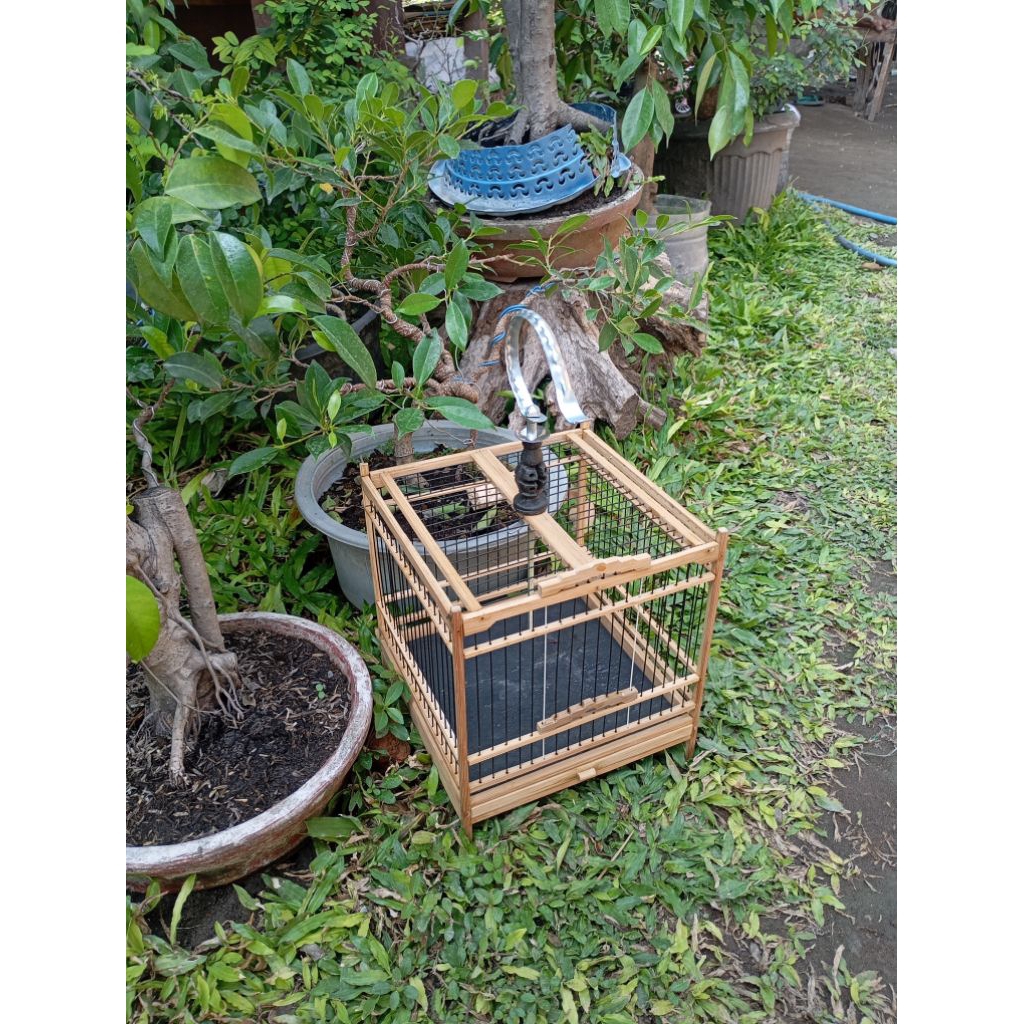 sangkar burung kecil bambu ruji fiber