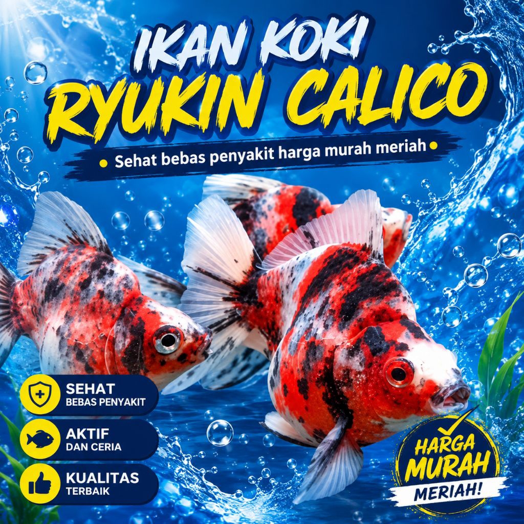 ikan koki ryukin calico
