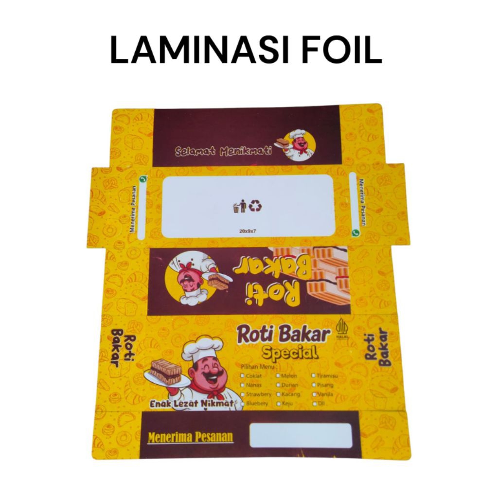 Dus Roti Bakar bandung / kotak roti bakar bandung / kemasan roti bakar