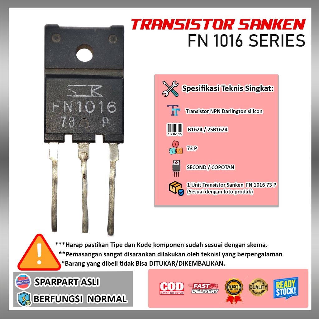 TR Sanken FN1016 Asli Transistor Darlington NPN 160V 8A TO-3PF High Quality