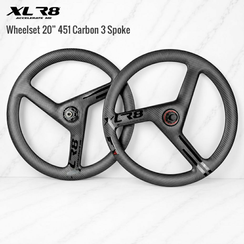 Wheelset Carbon 3 Spoke XLR8 Seli Lipat Folding