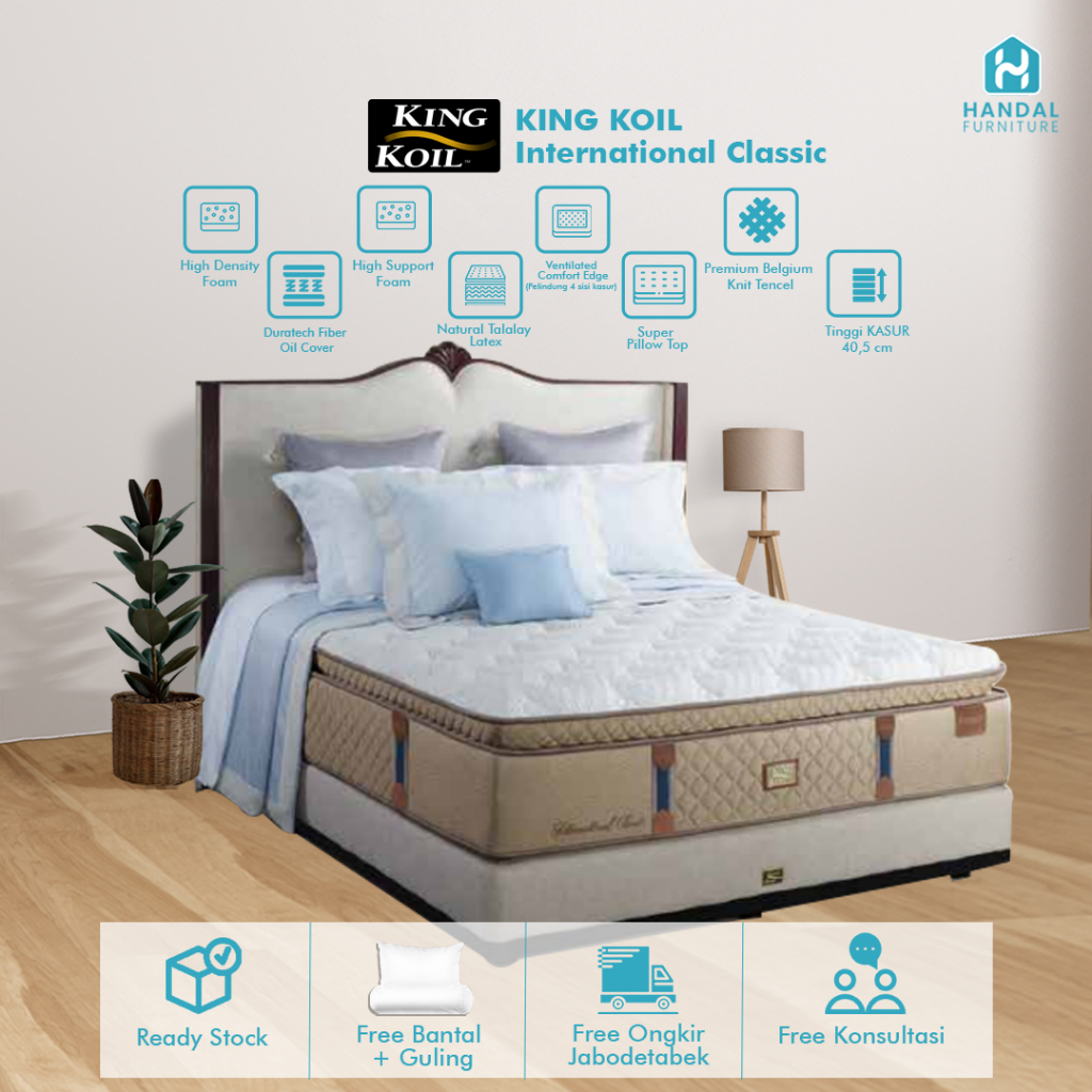 Kasur Springbed King Koil International Classic 100x200, 120x200, 160x200, 180x200, 200x200 Pocket L
