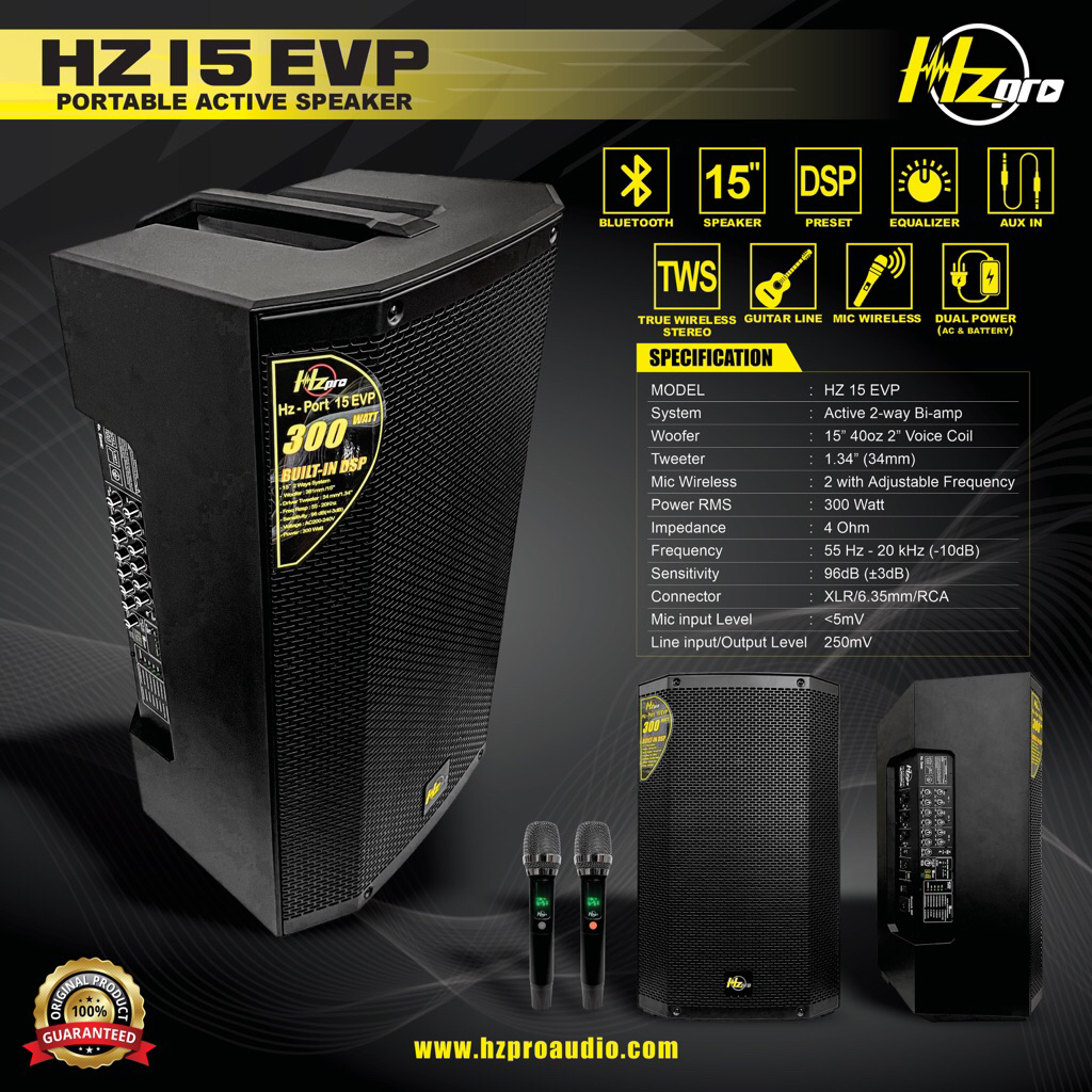 SPEAKER PORTABLE HZ PRO HZ 15 EVP ORIGINAL