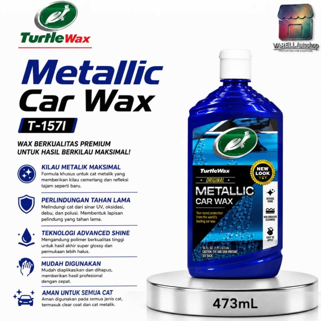 Turtle Wax Metallic Car Wax Obat Poles Pengkilap Body Tanpa Busa/ Spons Silicone Silikon Glaze