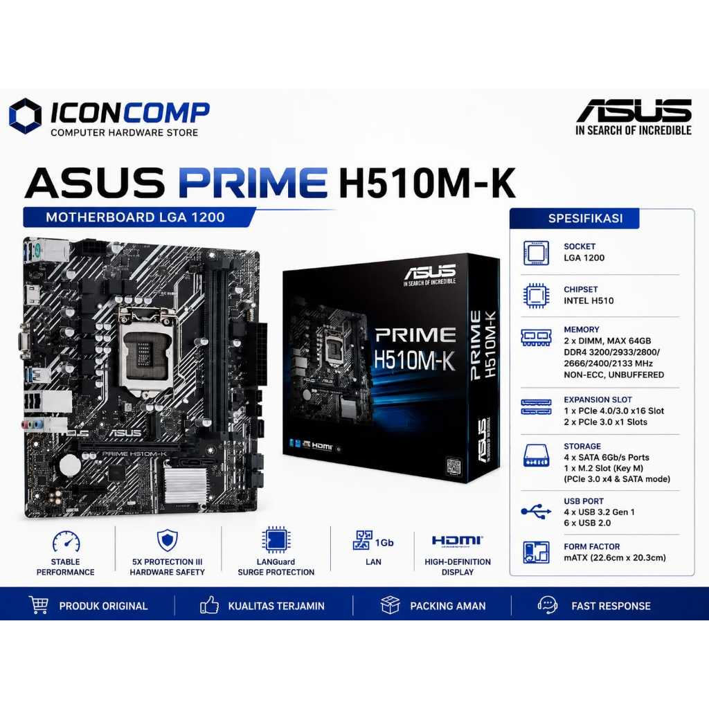 MOTHERBOARD ASUS PRIME H510M-K LGA 1200