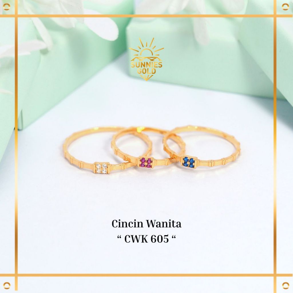 CINCIN EMAS MODEL PERMATA RING KADAR 6K 8K CINCIN WANITA FASHION TERBARU - CK 605