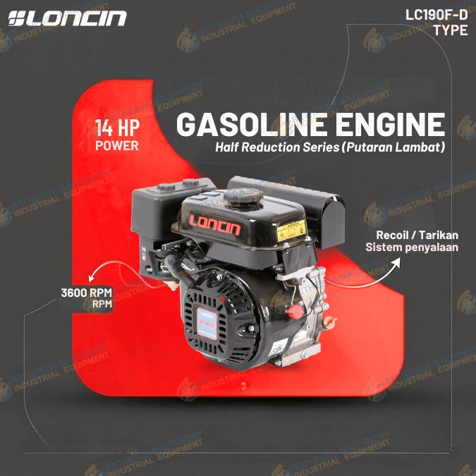 Gasoline Engine 14 HP Mesin Putaran Lambat 10 Hp Loncin 190F-D