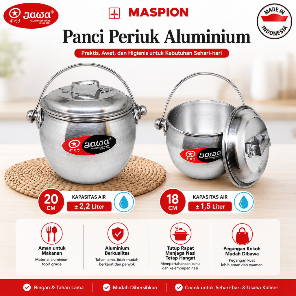 Maspion Periuk aluminium 18 20 cm / periuk masak / Periuk maspion / Periuk dapur - KP