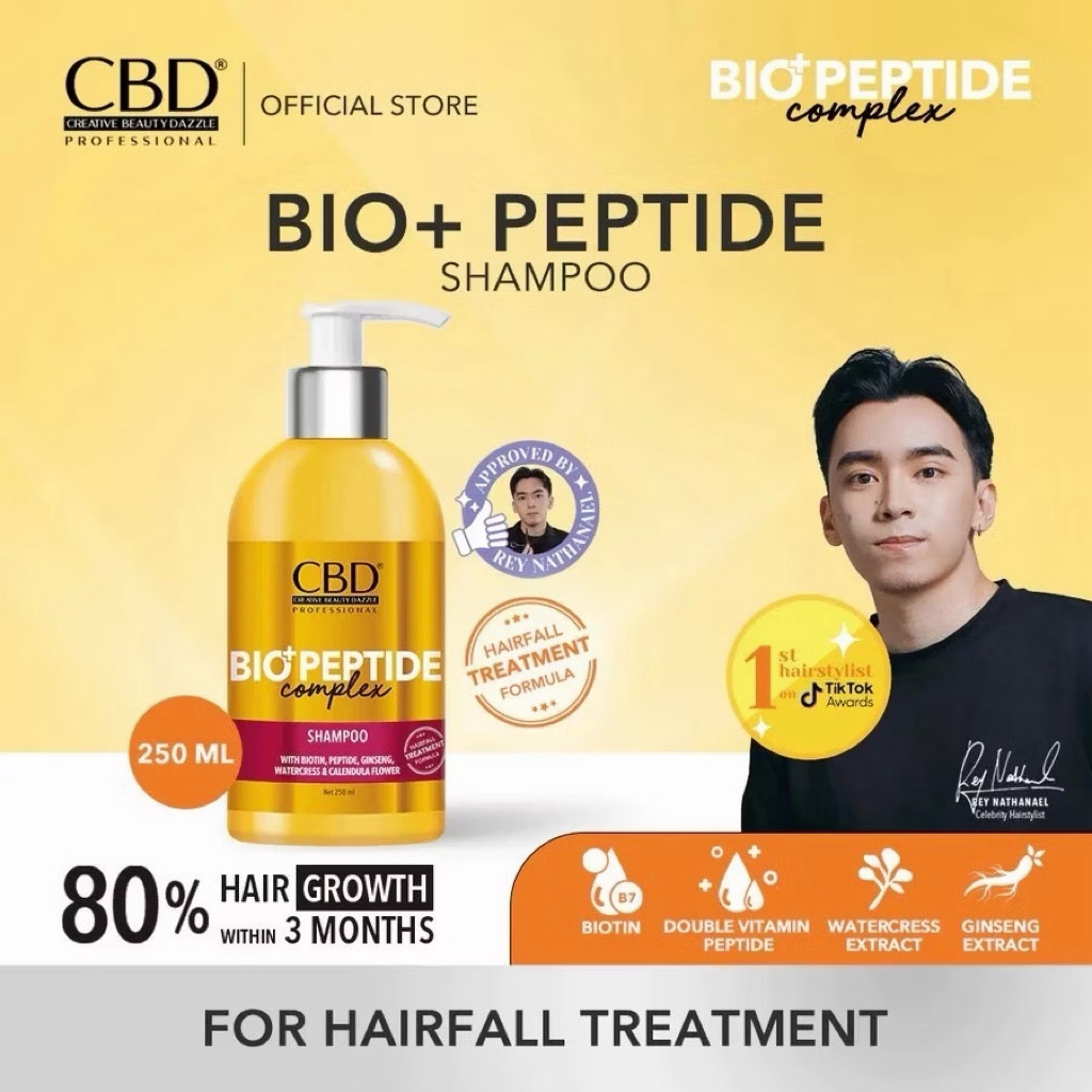 Shampoo Rambut CBD Bio+Peptide Complex 250ml - Melembutkan & Mencegah Kerontokan