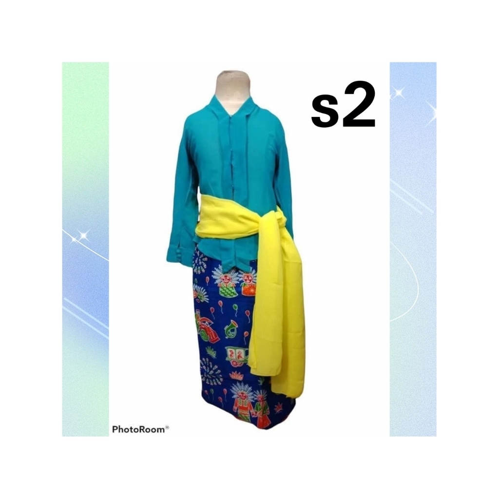 Kebaya + Sarung Biru Tosca - Code S2