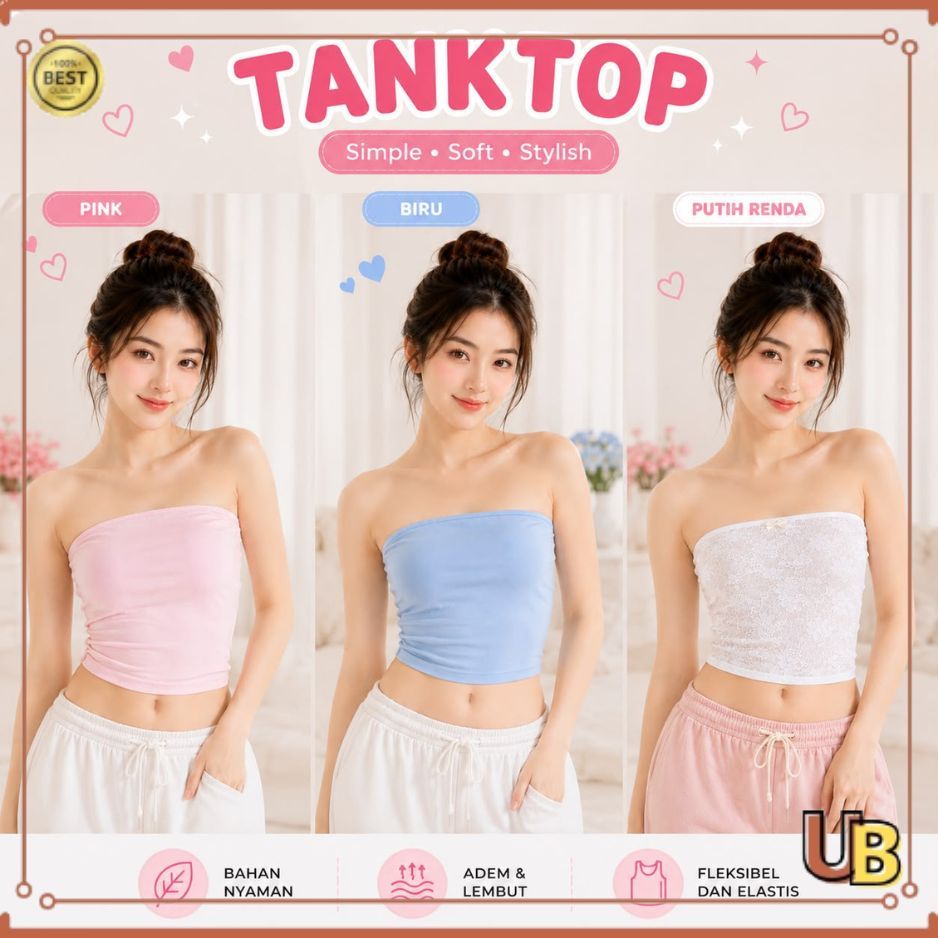 UDB Tanktop Bra Basic Venicy Kemben Bra Tanktop Wanita Panjang Tanpa Tali