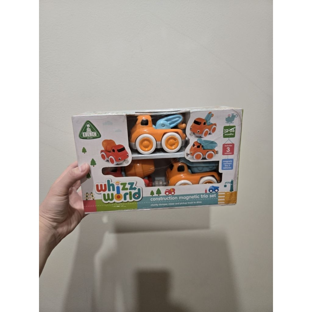 Mainan Edukasi Anak Original ELC Mothercare Whizz World Construction Magnetic Trio Set Mobil Mobilan