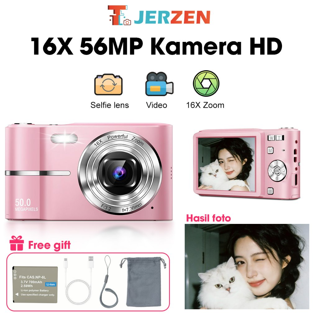 [Foto Bisa Ditransfer Ke Hp]T-JERZEN Kamera Digital digicam CCD kamera mini 2,4 Inci 8X Zoom1080p Vl
