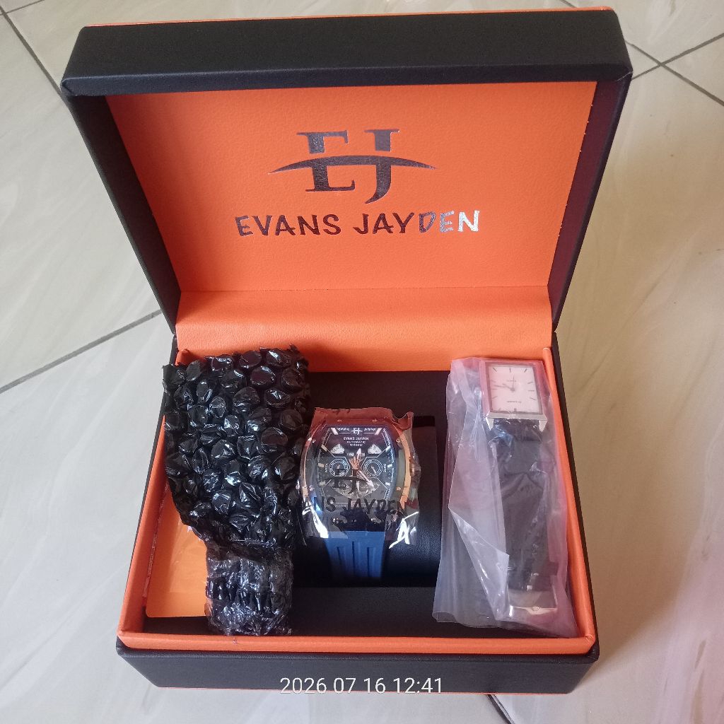 JamTanganPria EvansJayden9620 Automatic Movement Rubber SiliconKaca