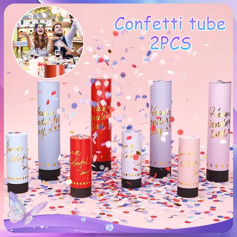Mini Confetti Cannon Party Popper Confetti Popper Tangan 2pcs Konfetti Confetti Pesta Party Popper H