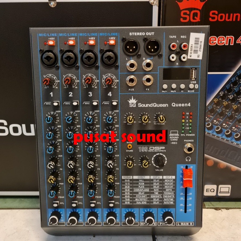 MIXER AUDIO SOUNDQUEEN QUEEN4 4CHANNEL BLUETOOTH USB SOUNDCARD