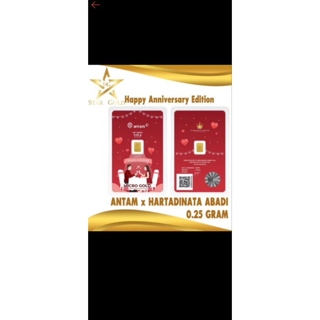 Logam Mulia Emas Micro Gold Antam x Hartadinata Abadi 0.25 gram 0,25 gr LM